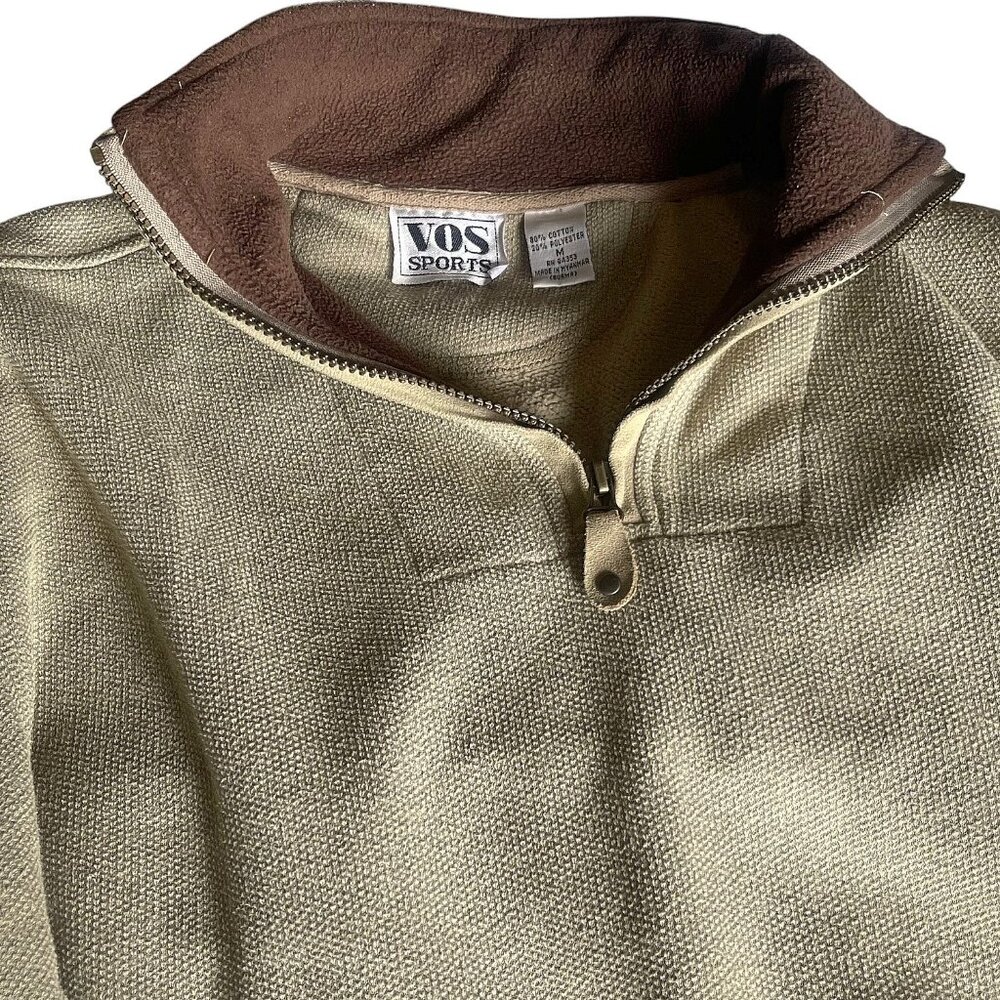 VOS Sports Men’s Quarter-Zip Mock Neck Cotton Blend Pullover Jacket Outerwear M - Picture 7 of 9